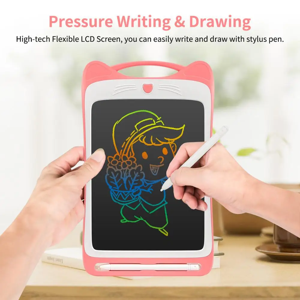 Portable Electronic LCD Writing Tablet with Anti-erasure lock key 8.5/12 inch Cat shape Digital Drawing board Handwriting Pads