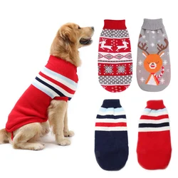 Christmas Deer Big Dog Sweater Winter Warm Pet Clothes for Small Large Dogs Golden Retriever Hoodie Puppy Chihuahua Pullover