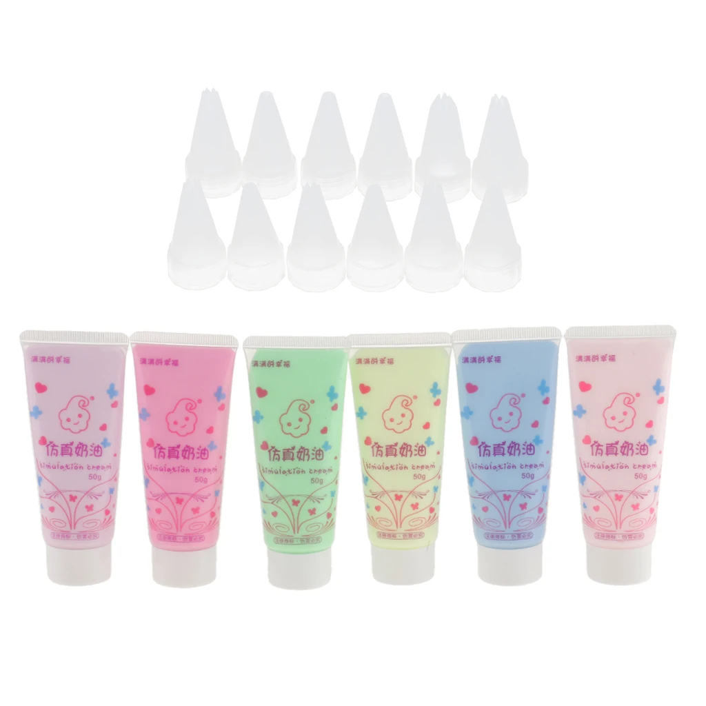 6 Pieces Fake Whipped Cream Clay Kawaii Cell Phone Case Decoration DIY Craft Supplies 50g