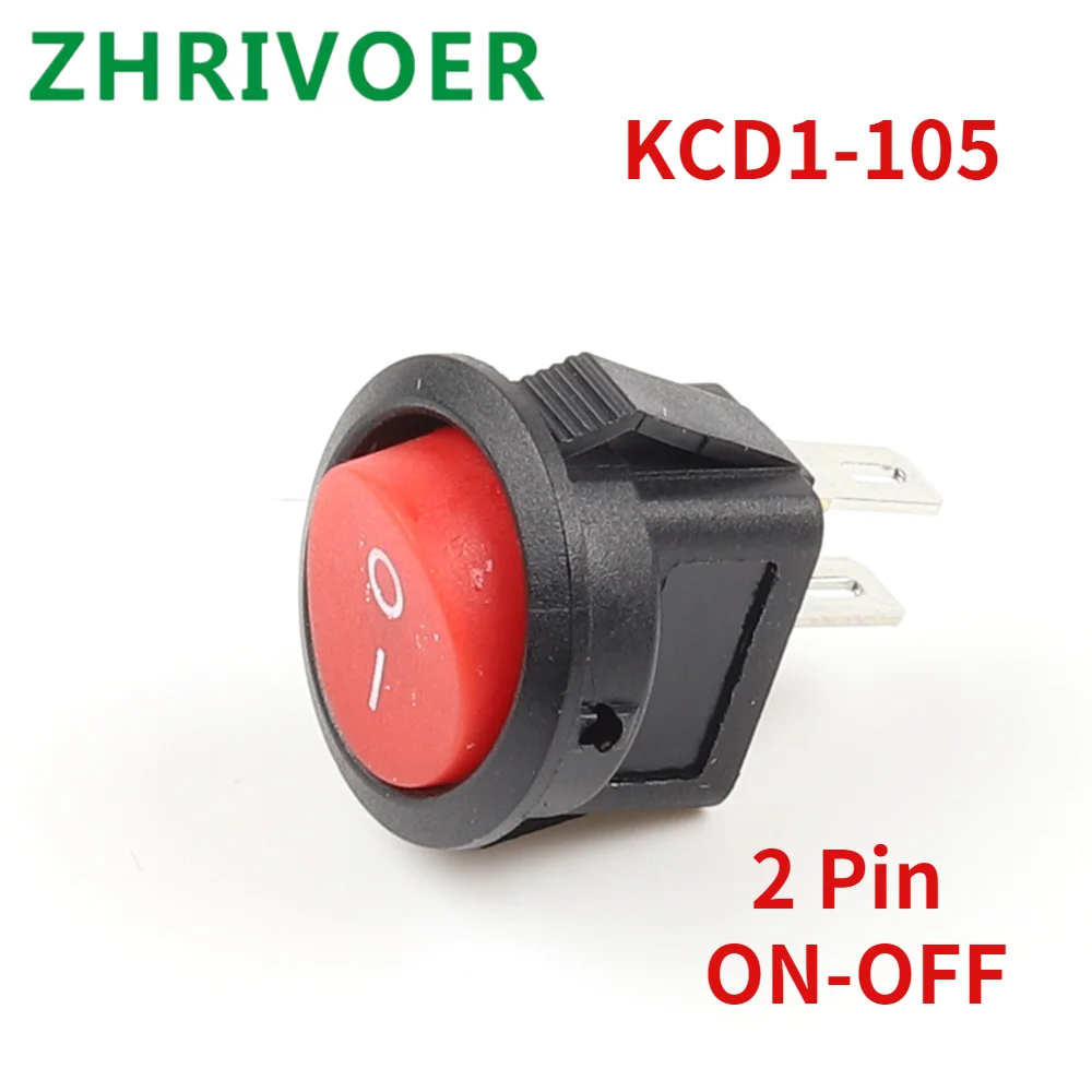 5 Buah KCD1-105 Diameter Kecil Bulat Perahu Rocker Switch Hitam Mini Bulat Hitam Putih Merah 2 Pin ON-OFF Rocker Switch