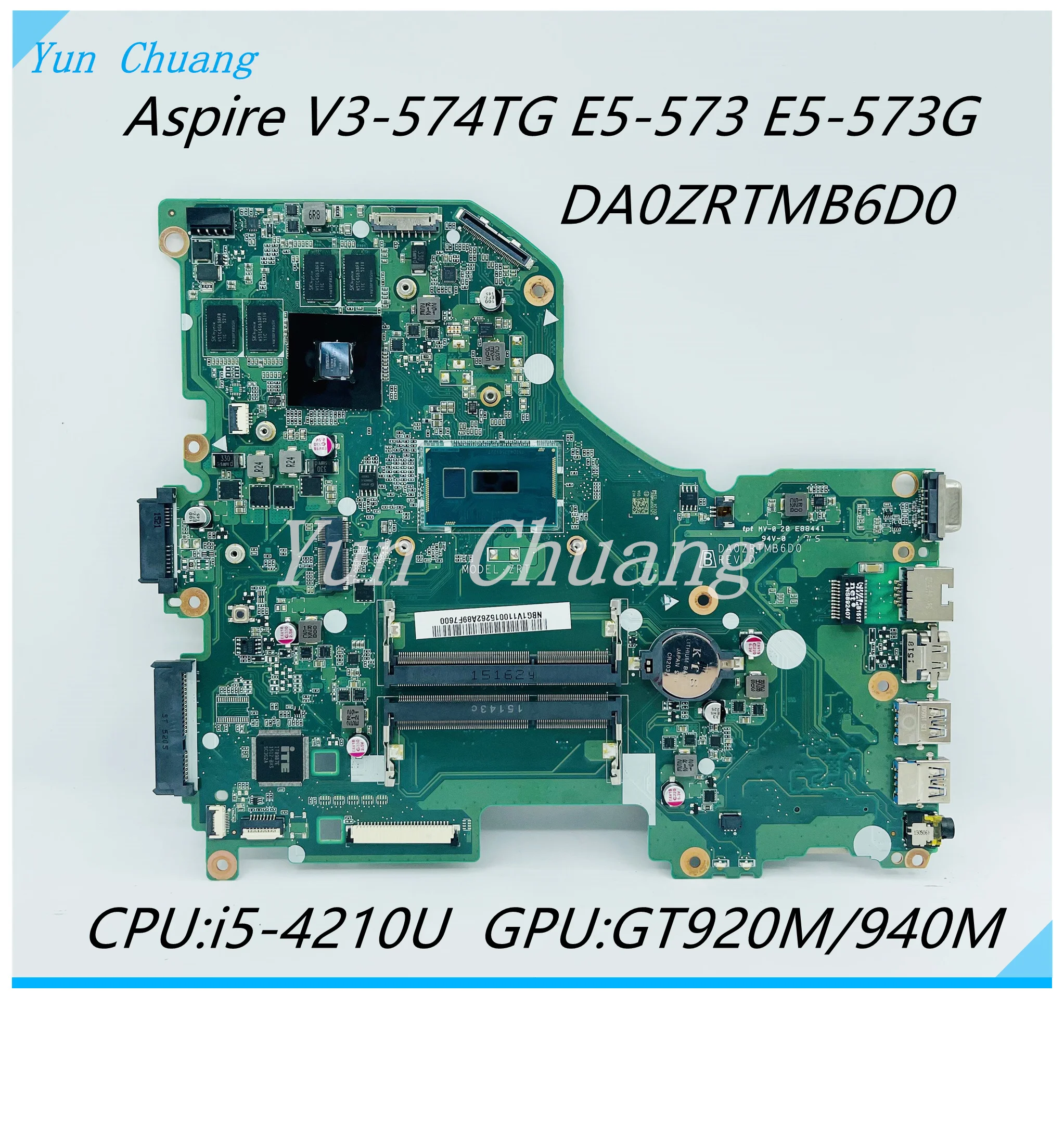 

NBMVM11003 DA0ZRTMB6D0 Mainboard For Acer V3-574TG E5-573 E5-573G Laptop Motherboard i5-4210U CPU GT920M/940M 2G-GPU 100% Tested