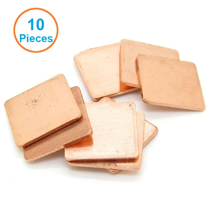 15x15mm Copper Heatsink Thermal Pads,Plate Copper Laptop RAM CPU GPU Memory IC Chipset Cooling Radiator 0.1mm 0.5mm 0.8mm 10pcs