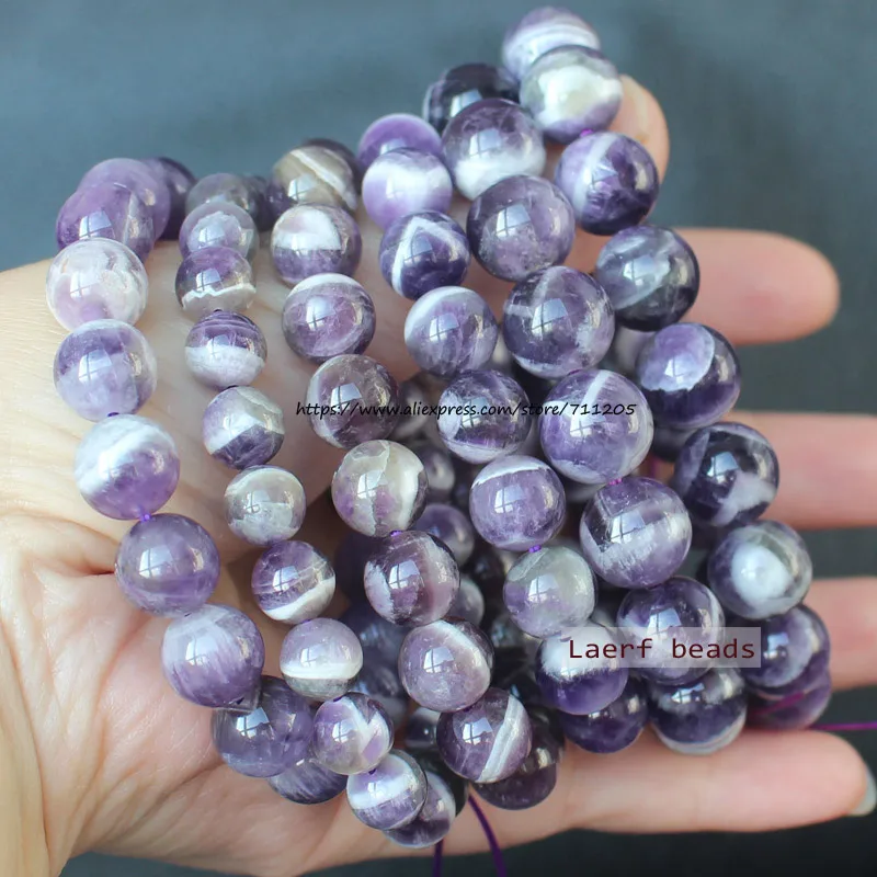 Natural Amethyst Real Gem Stone DogTeeth Amethyst GoodTexture Round Bracelet7-8inch ,For DIY Jewelry Making ! Necklace ,Bracelet