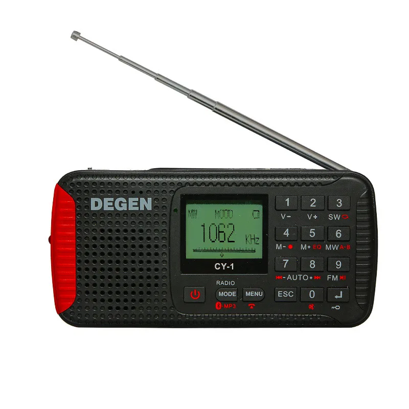 ديجن CY-1 راديو الطوارئ FM/MW/SW الموجات القصيرة راديو LCD/SOS/بلوتوث/MP3/مسجل راديو محمول