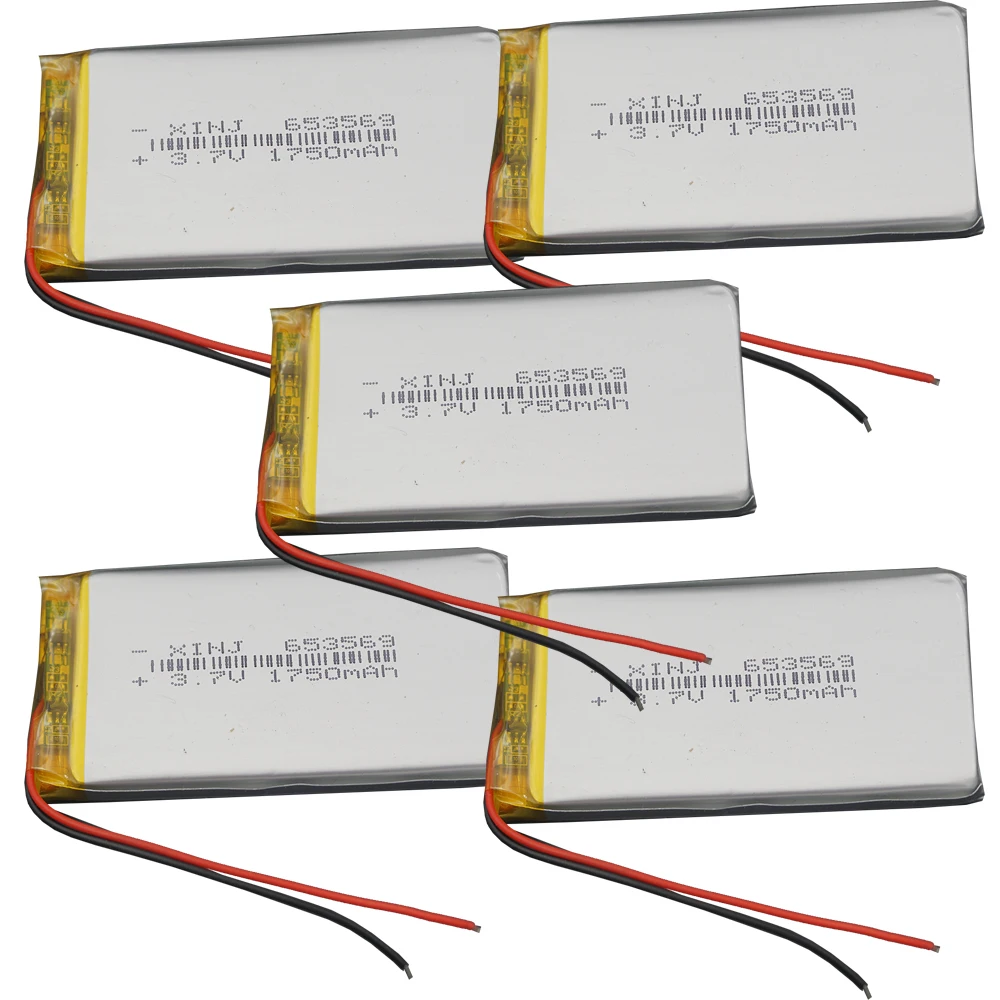 5pcs 3.7V 1750 mAh 653569 Polymer Li Lithium Lipo Rechargeable Battery Cell For PSP GPS Lights Car Camera Music Player Record