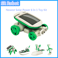 Newest Solar Power 6 In 1 Toy Kit DIY Educational Teaching Robot Car Boat Dog Fan Plane Puppy Birthday Gift Present!!!Hot Sale!