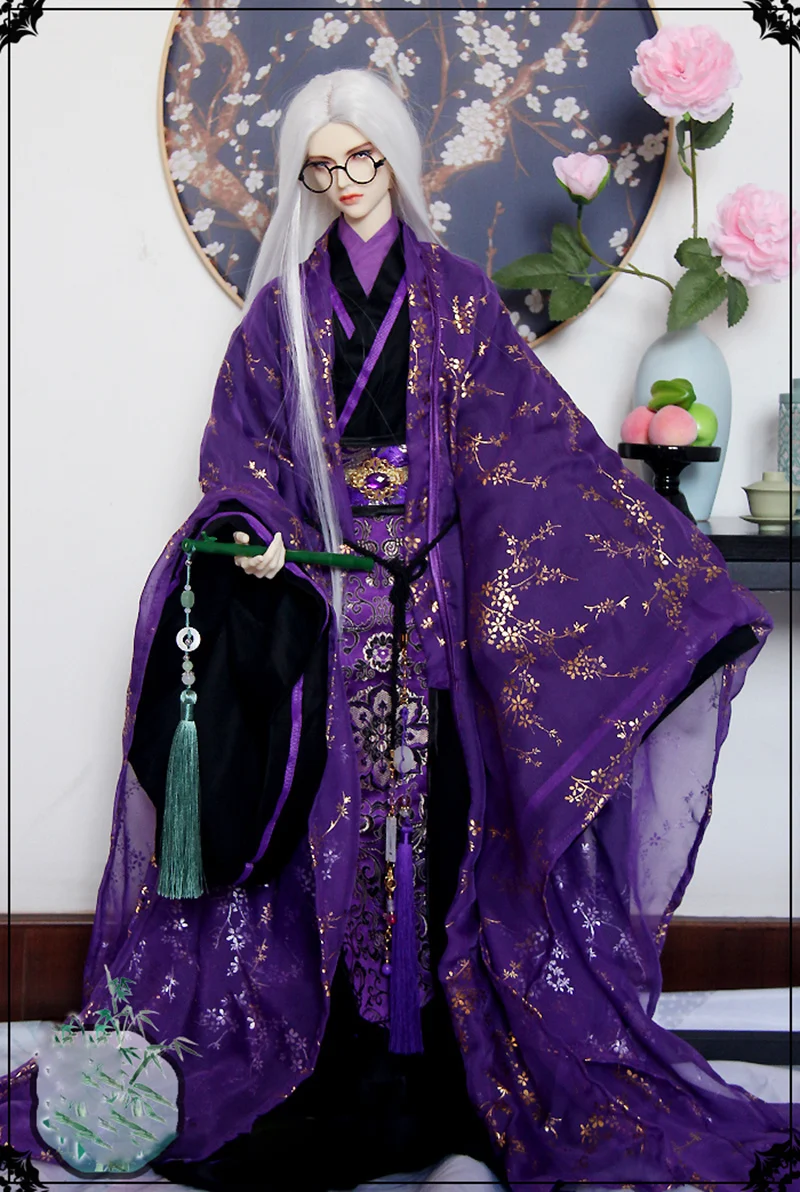 

1/4 1/3 Scale BJD Clothes Ancient Costume Purple Hanfu Dress Samurai Outfit For BJD/SD MSD SSDF ID75 Strong Uncle 80cm Doll B233