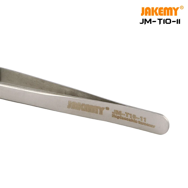 Jakemy JM-T10-11 de alta qualidade substituível anti-estática pinças de aço inoxidável para o telefone móvel ferramenta de reparo de desmontagem