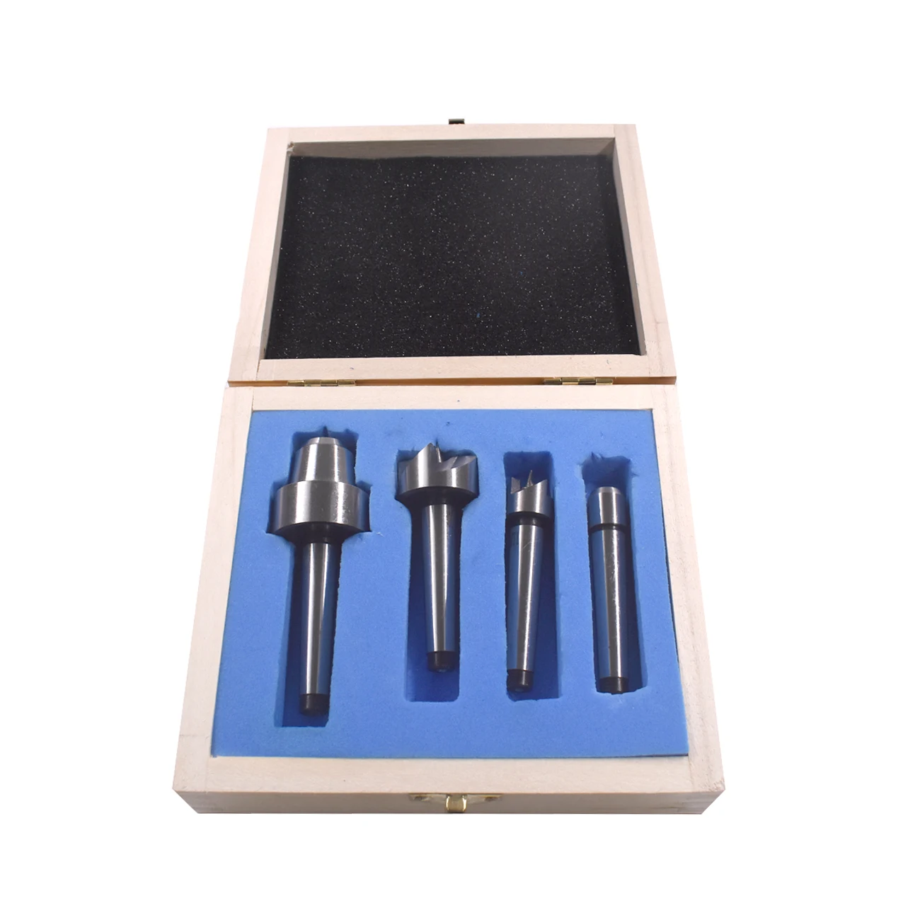 4 Pcs MT1 Steel Wood Lathe Live Center Drive Spur Cup Arbor With Wood Case For Both Wood Metalworking Lathe