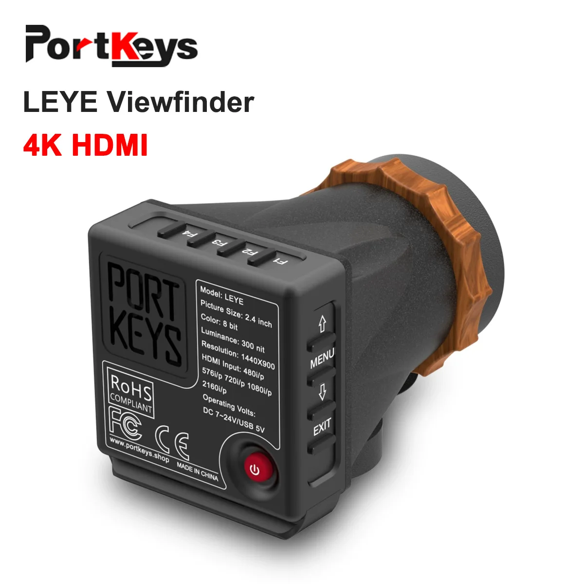 PortKeys LEYE Viewfinder Portable 4K HDMI with 2.4″ LCD screen 3D LUT 1440 x 900 Electronic Viewfinder Luma Waveform