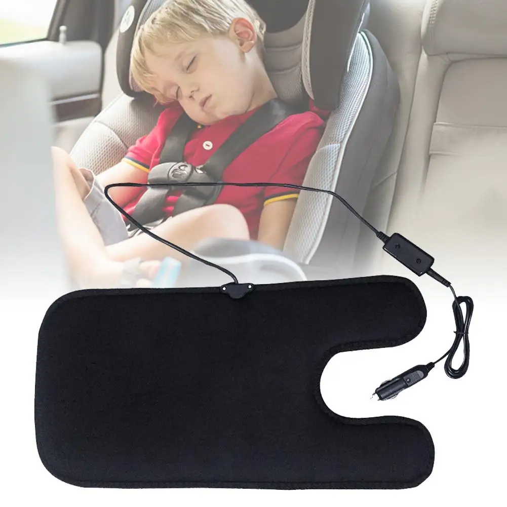 Black 12V Winter Car Baby Heated Seat Cover Safety Heater Heating Cushion Warmer Pad For Children Car Accessories