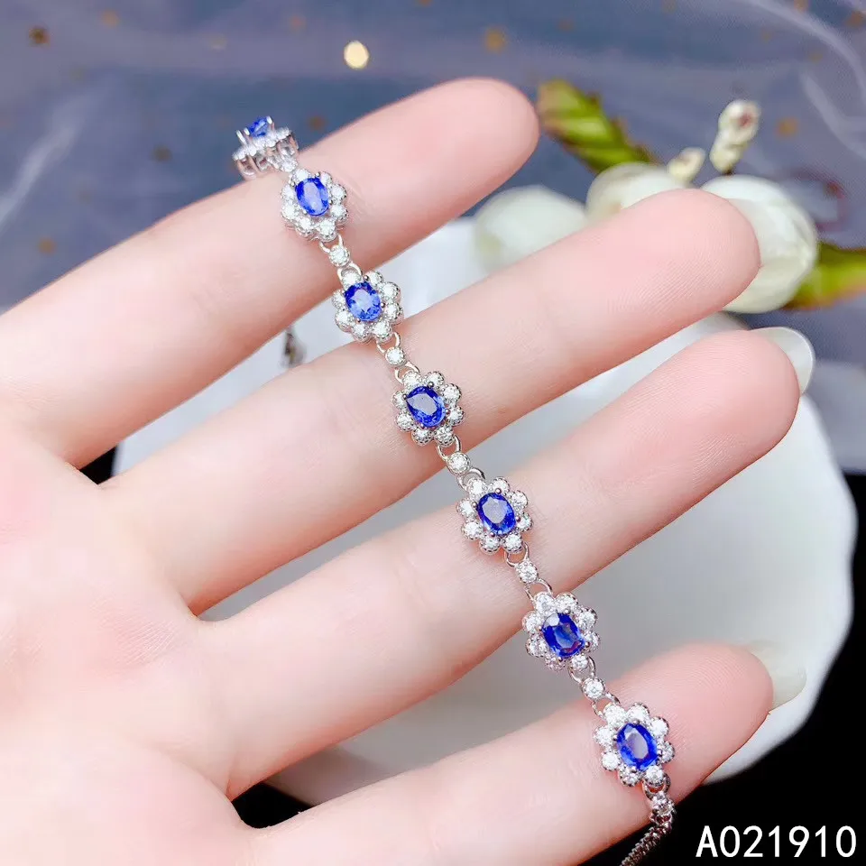 

KJJEAXCMY boutique jewelry 925 sterling silver inlaid Natural sapphire fine female Bracelet support detection noble