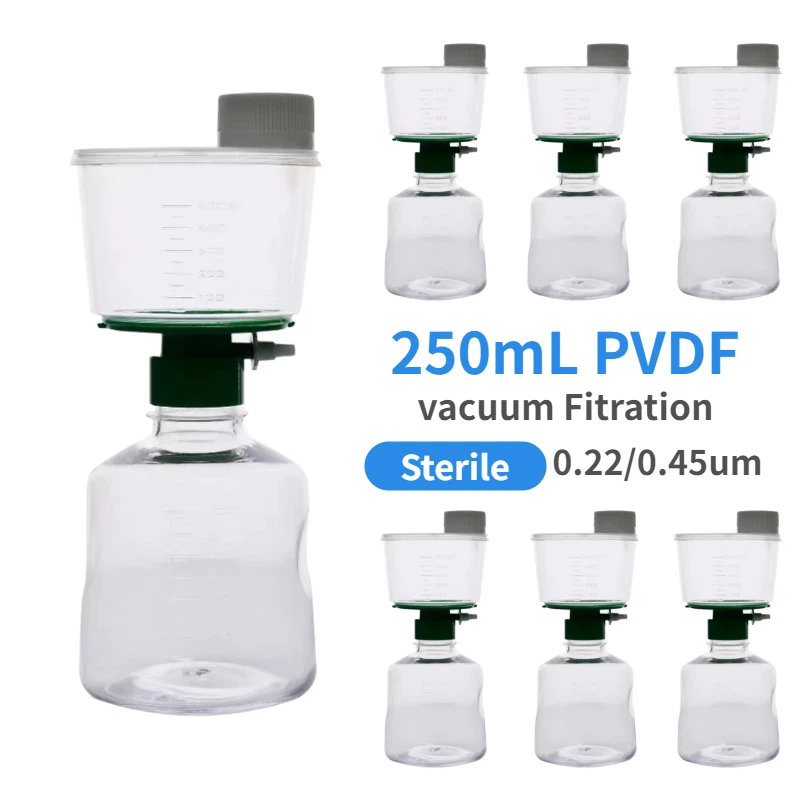 IKEME 12PCS Sterile Bottle Top Disposable Vacuum Filter Units PVDF Membrane 150/250/500ml/1000ml