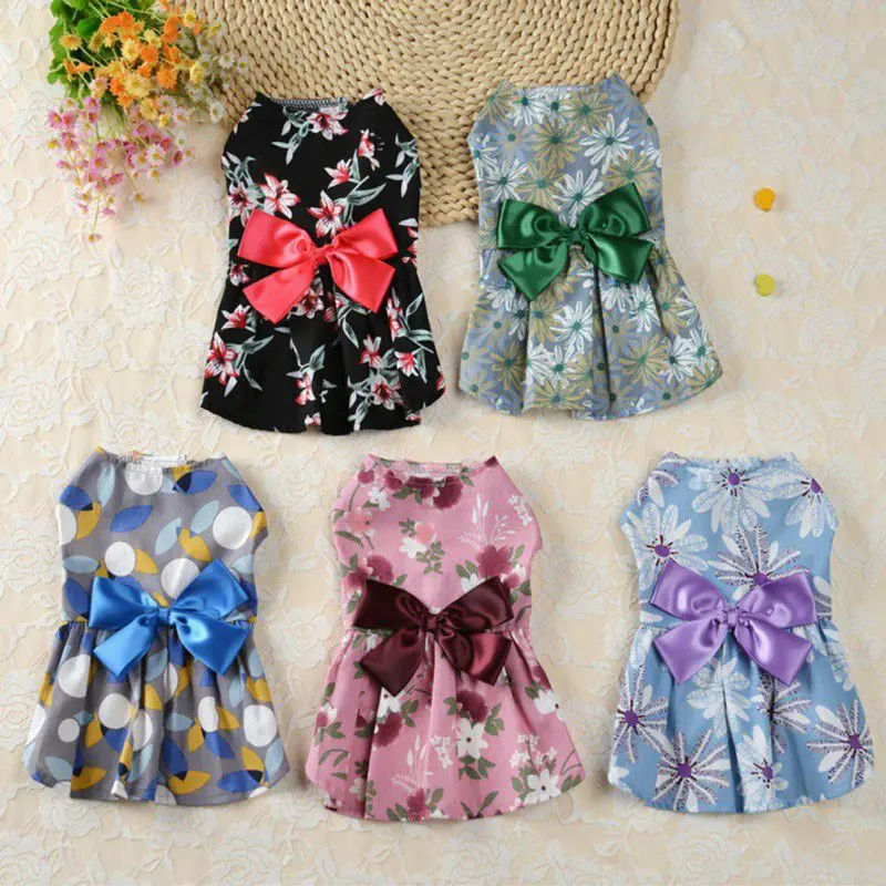 XS-XL Summer Dog Dress Small Floral Princess Pet Dress for Dogs Skirt Summer Princess Dog Wedding Dresses York Clothes