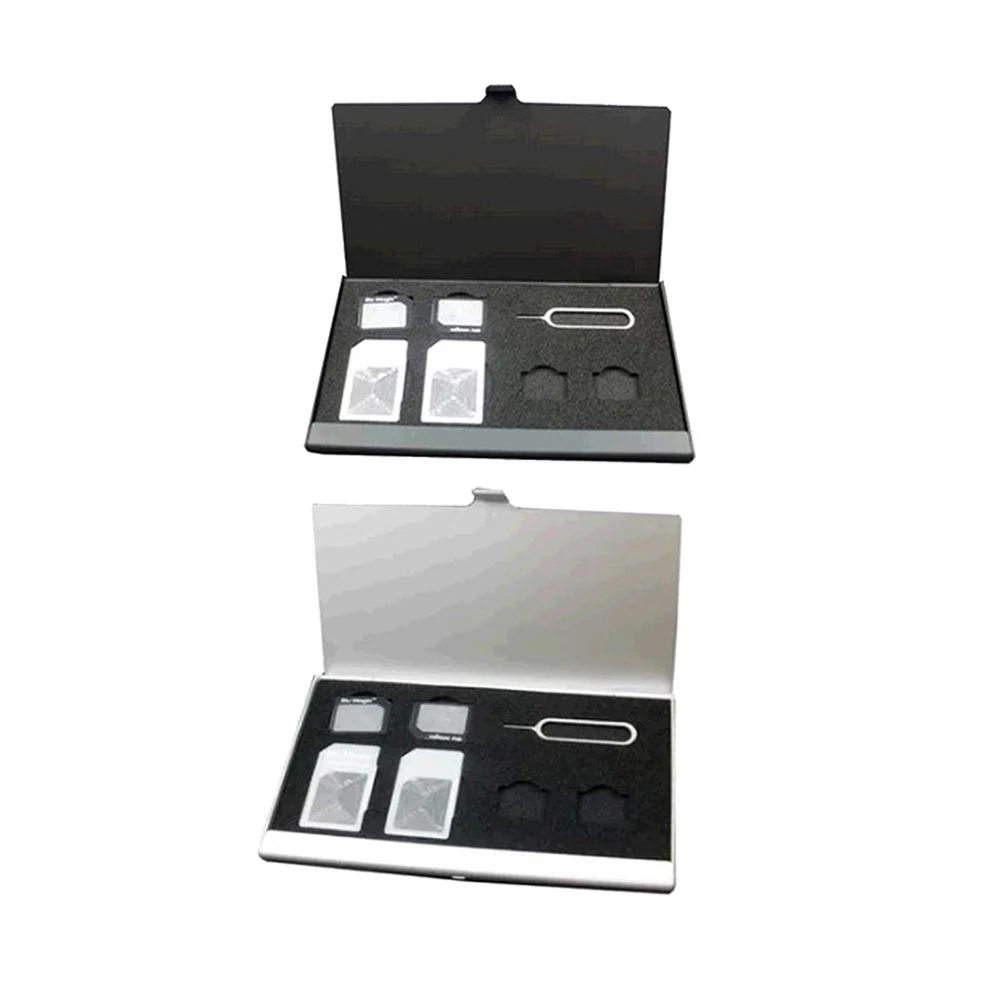 Schwarz Fall Speicher SIM karte Lagerung Box Universal Protector Halter Aluminium Tragbare paket Lagerung box für iPhone 11 Samsung