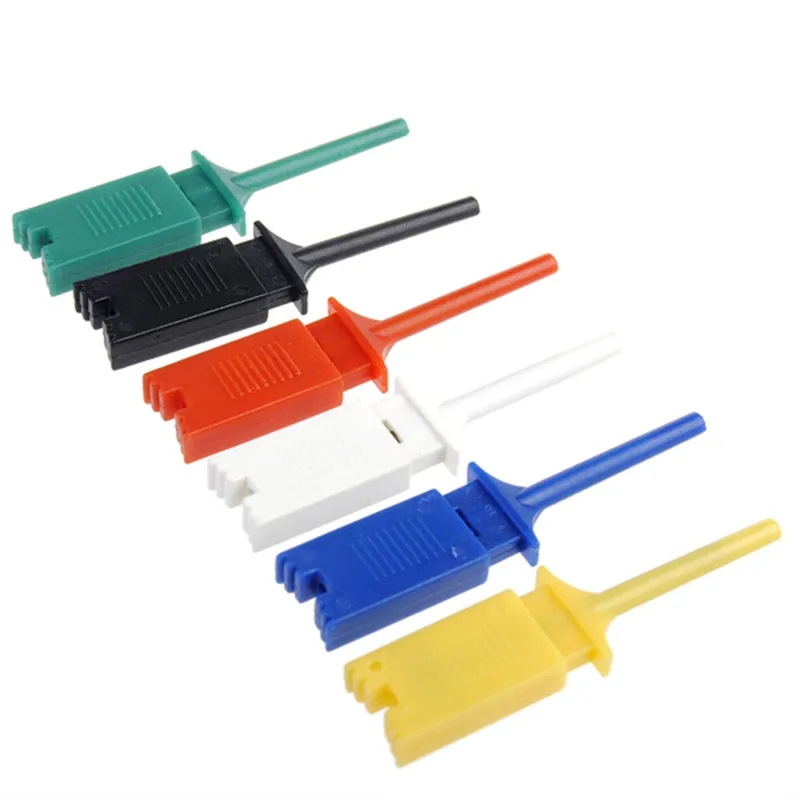 10pcs Flat Test Hook Logic Analyzer Clip Wiring Hook Red Black Yellow Green Blue White SMD IC 6 Colors Clip Grabbers