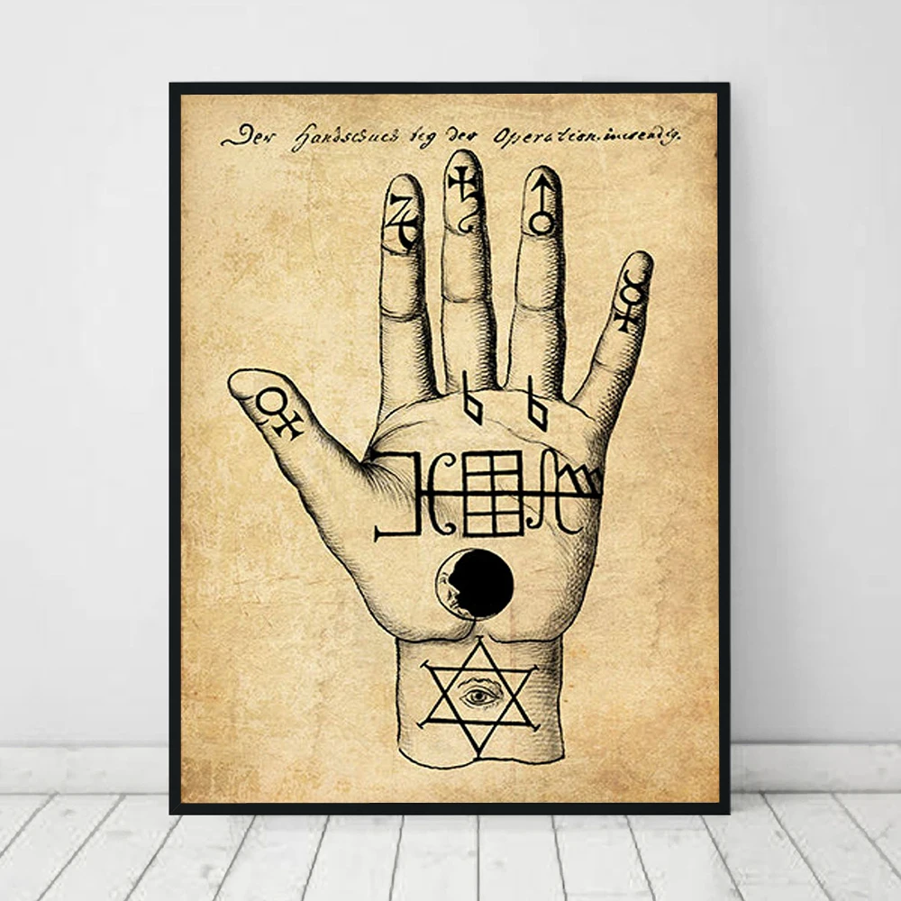 Palmistry Reading Poster Print Divination Fortune Telling Canvas Painting Mysterious Wall Pictures for Living Room Home Decor