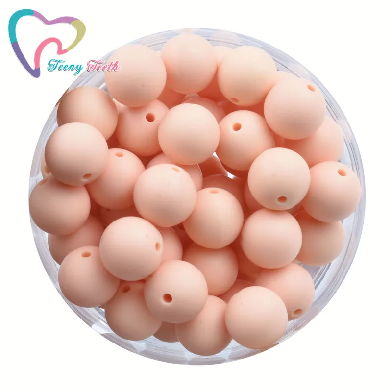 Teeny Teeth 10 PCS Honey Pink Teething Necklace Round 9-15 MM Silicone Ball Beads BPA Free Chew Charms Newborn Nursing Accessory