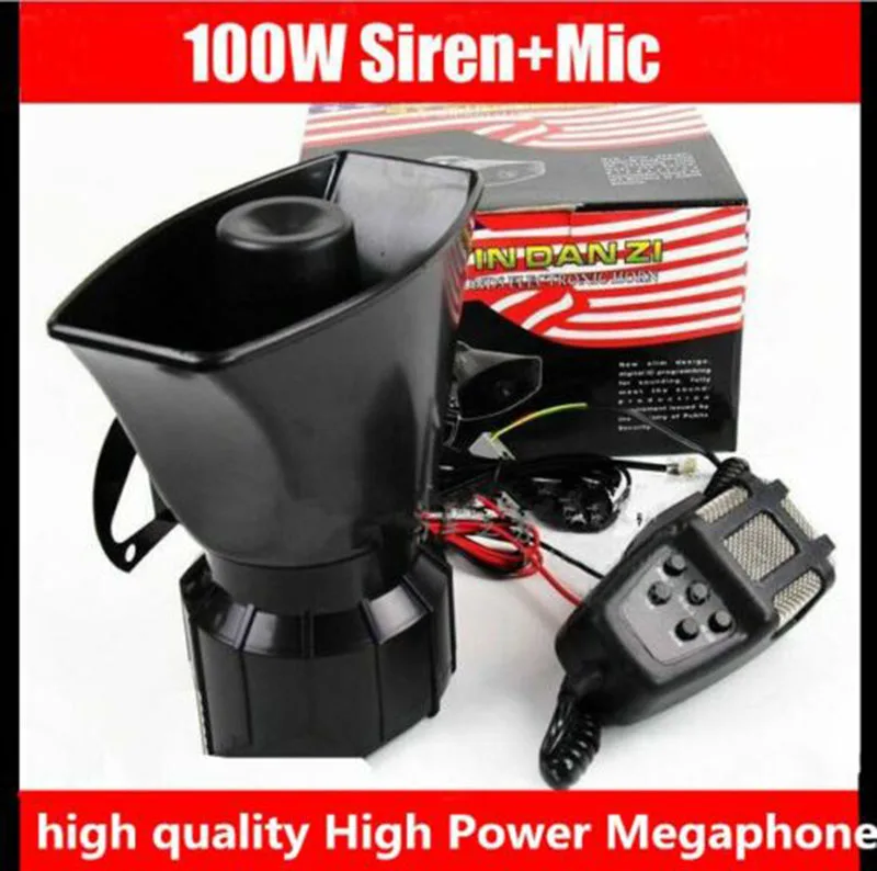 100W 12V Car Truck Alarm Police Fire Loud Speaker PA Siren Horn MIC System Kit