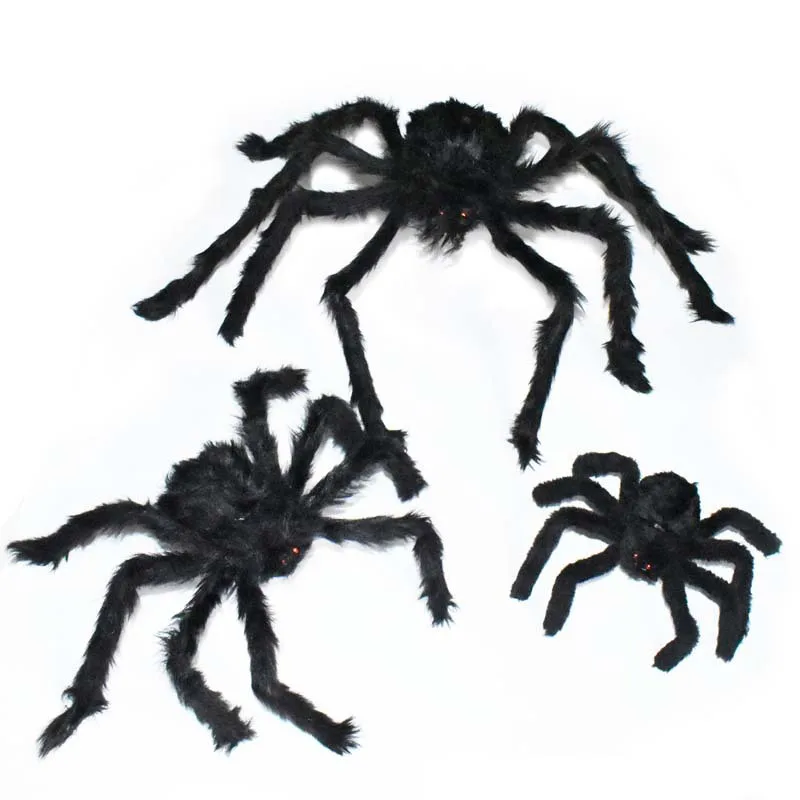 Halloween Scary Party Scene Props 30/50/70cm Super Big Plush Spider Kids Children Toy Black Multicolor Style for Halloween Decor