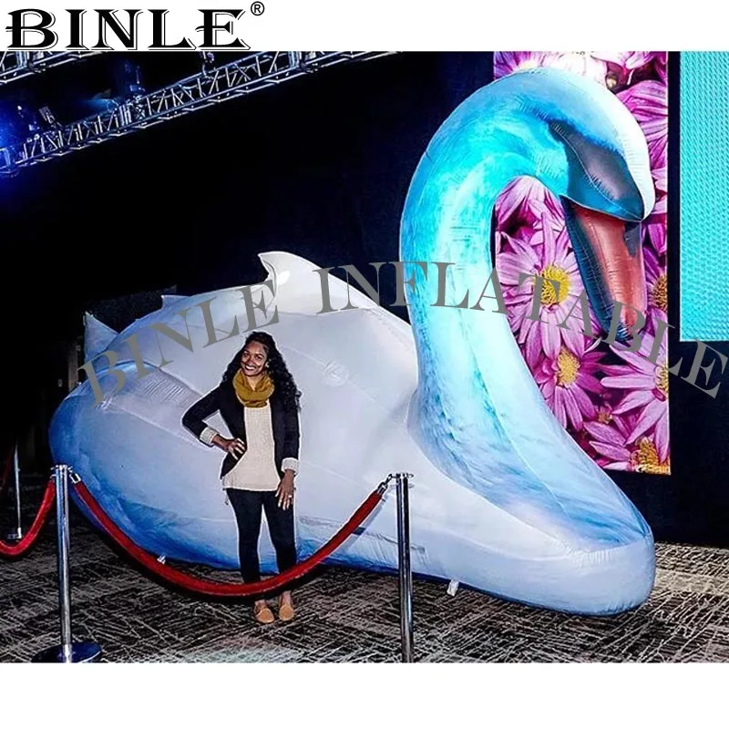 Fancy advertising giant inflatable swan model with led lights inflatable goose animal for party event decoration