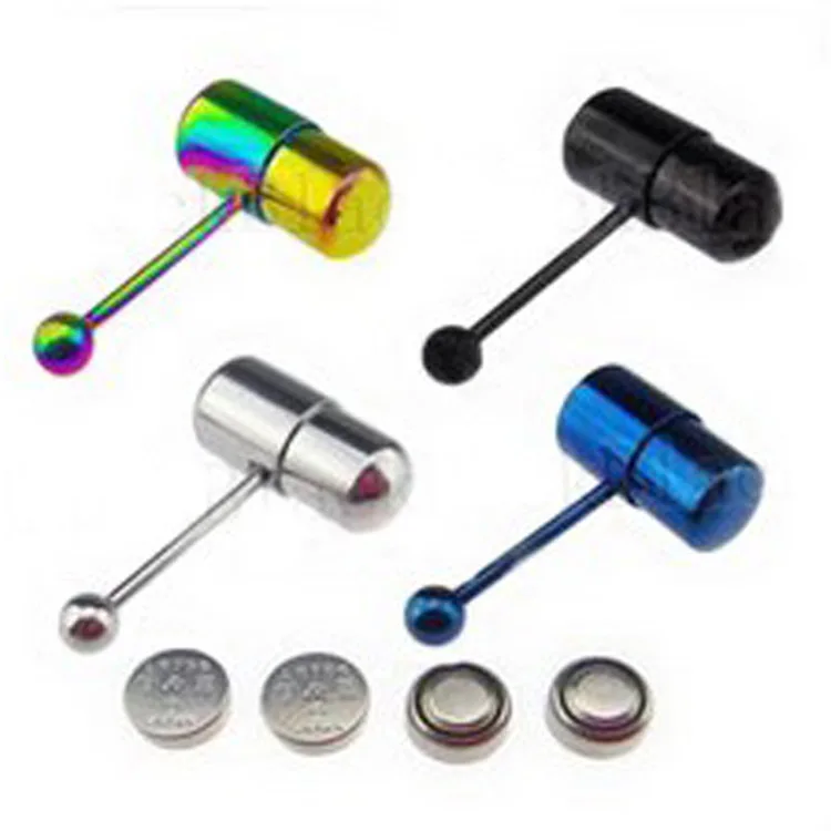 Multi Color Punk Vibrating Tongue Ring Medical Stainless Steel Plating Barbell Vibrating Tongue Nail Body Piercing Jewelry