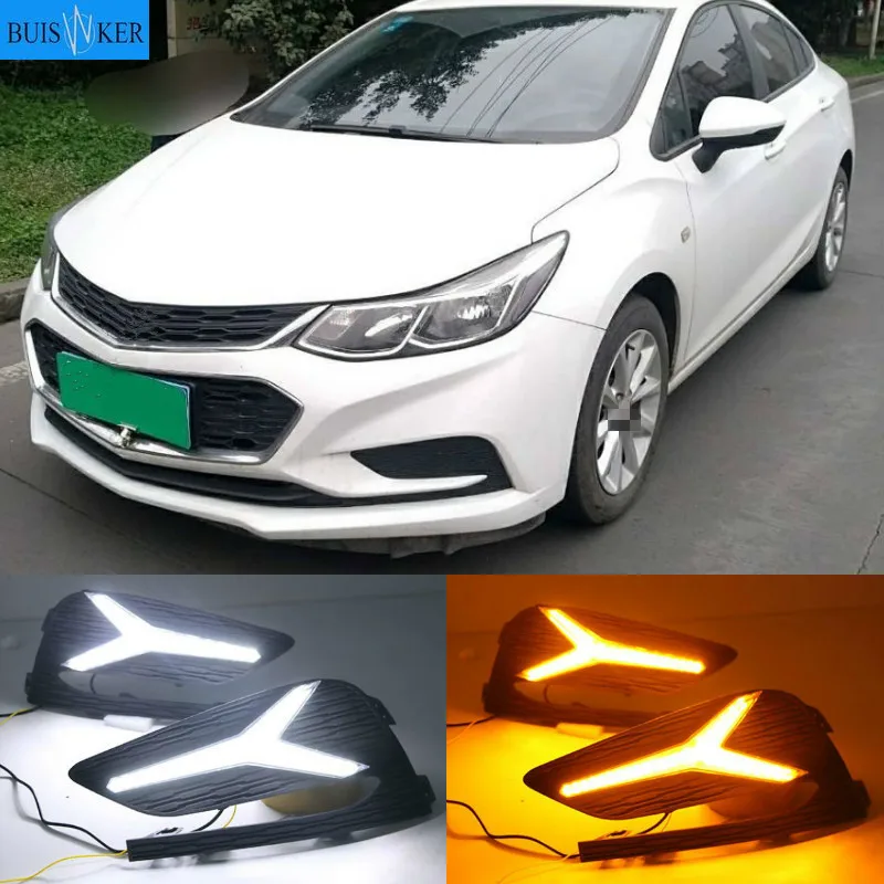 

2Pcs DRL For Chevrolet Cruze 2016 2017 2018 Daytime Running Lights fog lamp cover headlight 12V Daylight signal for Chevy