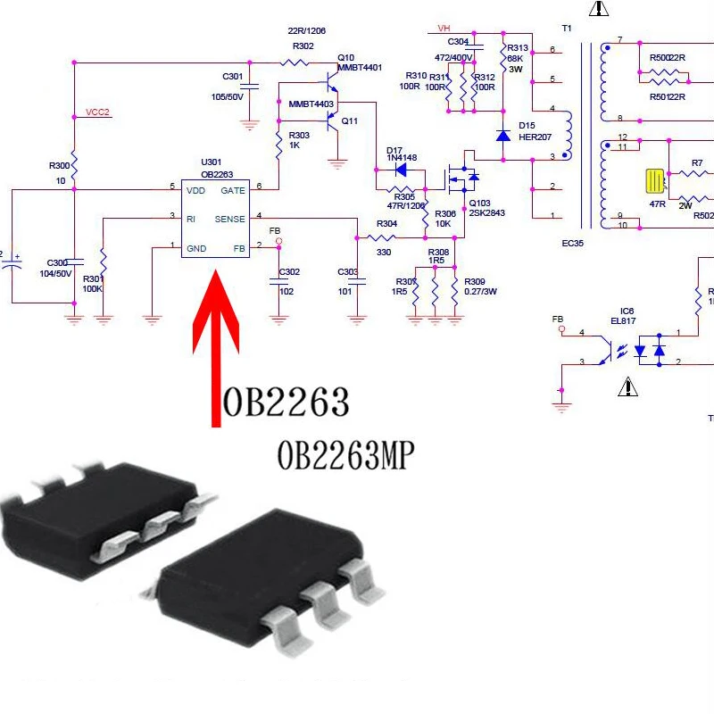 10PCS OB2263MP SOT23-6 OB2263 OB2263AMP SOT-23-6 SOT SMD new and original IC Chipset