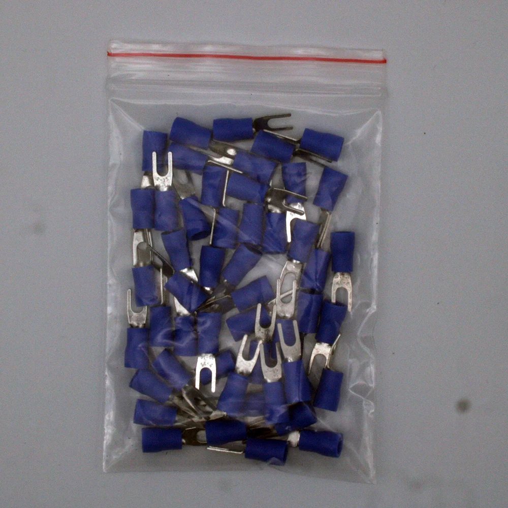 Sv2-3 five color bifurcated cable wire connector 50 PCS / wrapped bifurcated preinsulated fork shovel WG wire crimping termi