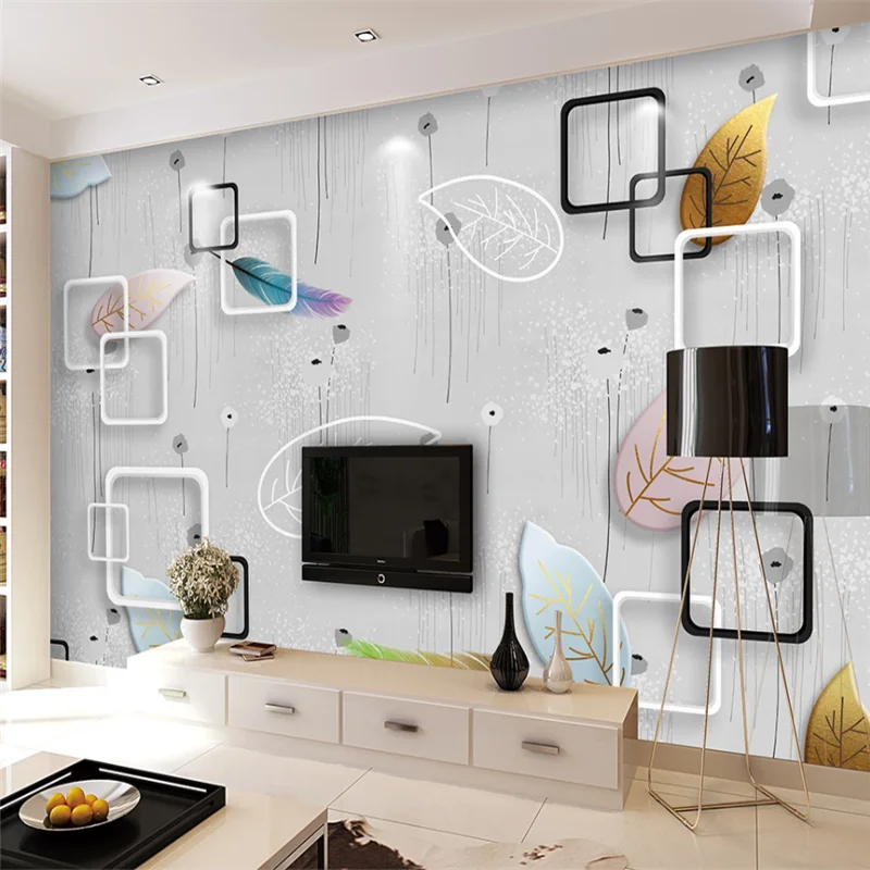 

Custom Mural Wallpaper Modern Minimalist Art Leaves Background Wall Painting