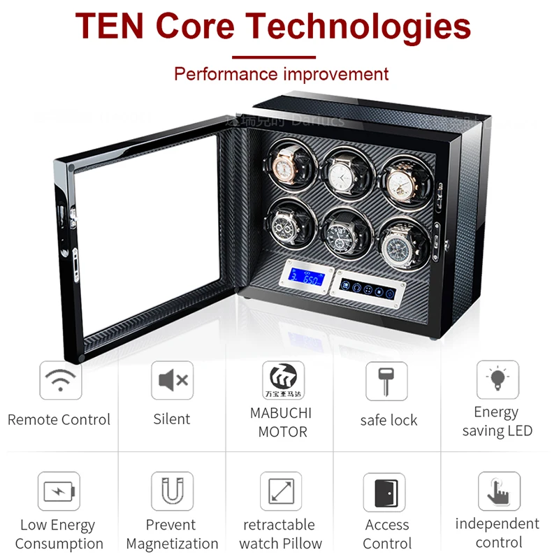 watch winder box automatic Holder Wood Case with Mabuchi motor LCD touch remontoirs de montres mechanical Watch storage box