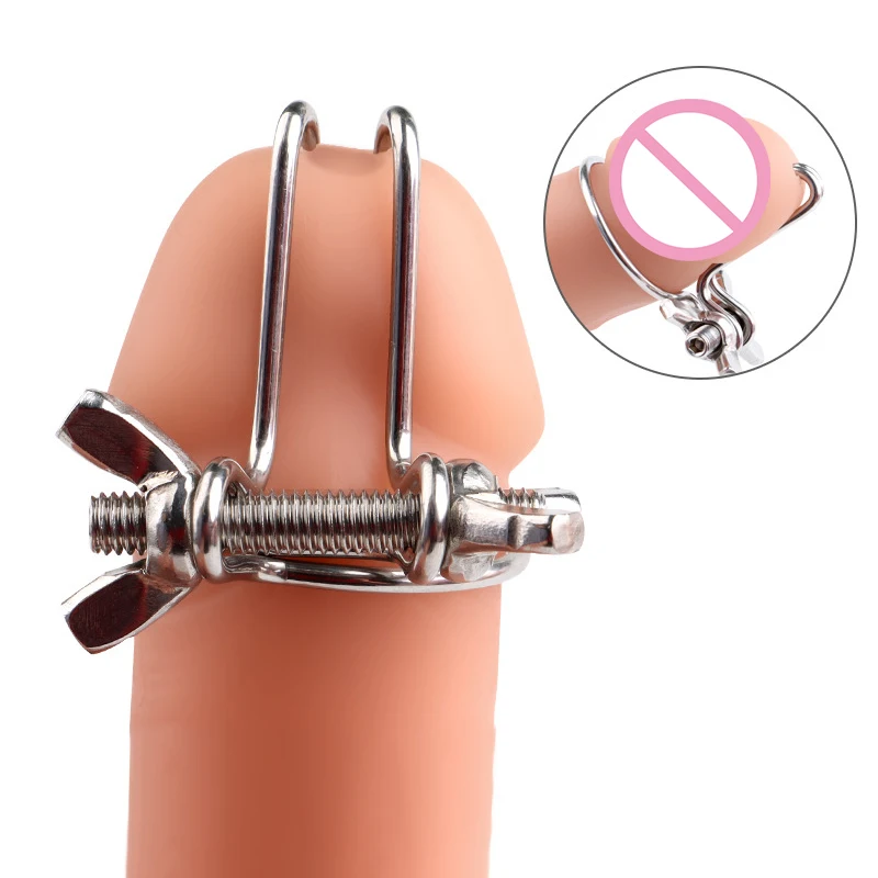 Male Horse Eye Urethra Expander with Elastic Clamp Stainless Steel Urethral Locking Ring Glans Rod Penis Plug Urethral Dilators