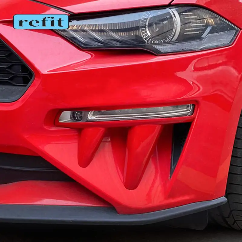 Car fog lamp frame modification accessories Fangs Styling car front lip decoration stickers For 18-20 Ford Mustang