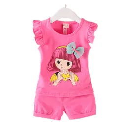 Summer Fashion Baby Girl Clothes Suit Children Cartoon Cotton Vest Shorts 2Pcs/Set Toddler Casual Costume Infant Kids Sportswear