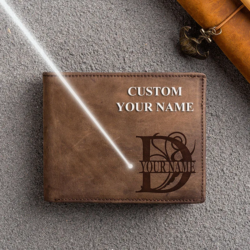 

BOBO BIRD Personalized Men Wallet Crazy Horse Leather Money Purse With Coins Pocket Card Holder Free Custom Gift For Son Hushand