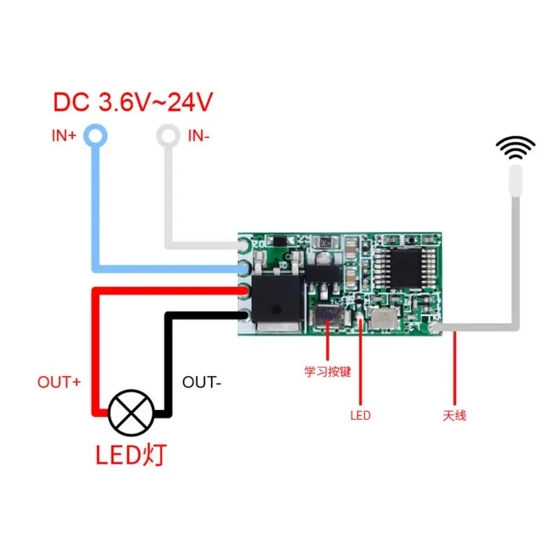 Upgraded Version 433Mhz 1CH RF Relay Receiver Universal Wireless Remote Control Switch Module LED Light Controller