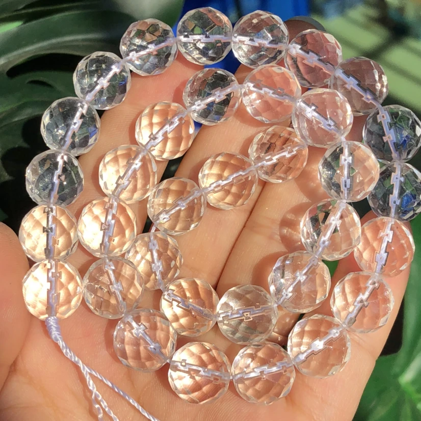 Natural Stone Faceted White Clear Quartz Crystals Glass Round Loose Beads For Jewelry Making Diy Bracelet Necklace 4/6/8/10/12MM