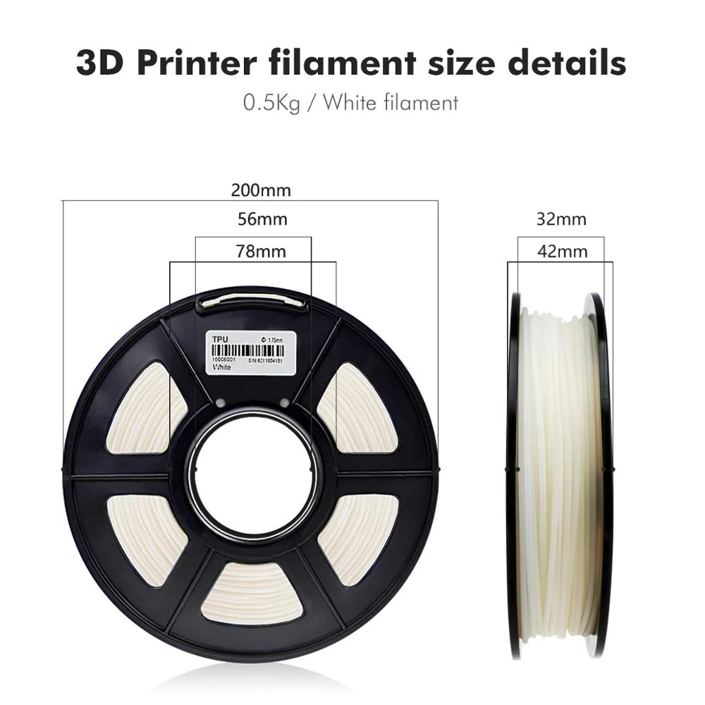 SUNLU TPU Flexible Filament 1.75MM High Resilience Flexible TPU 3d Printer Filament 0.5kg Fast Shipping