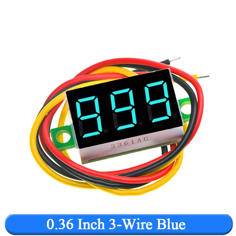 DC LED 디지털 전압계, 전압 측정기, 자동차 모바일 전원 전압 테스터 감지기, 적색 녹색 청색, 0.28 인치, 0.36 인치, 0-100V, 12V