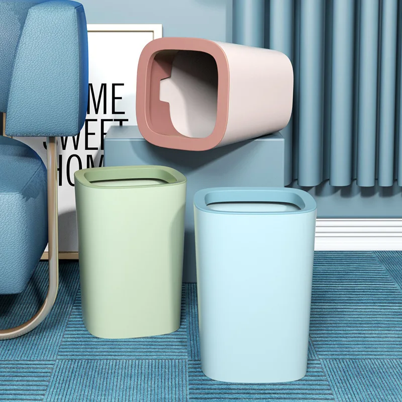 12L/15L Nordic Ins Wind Hit Color Trash Can Household Large Size Plus Size Without Cover Durable And Anti-Fall 5 Color Available