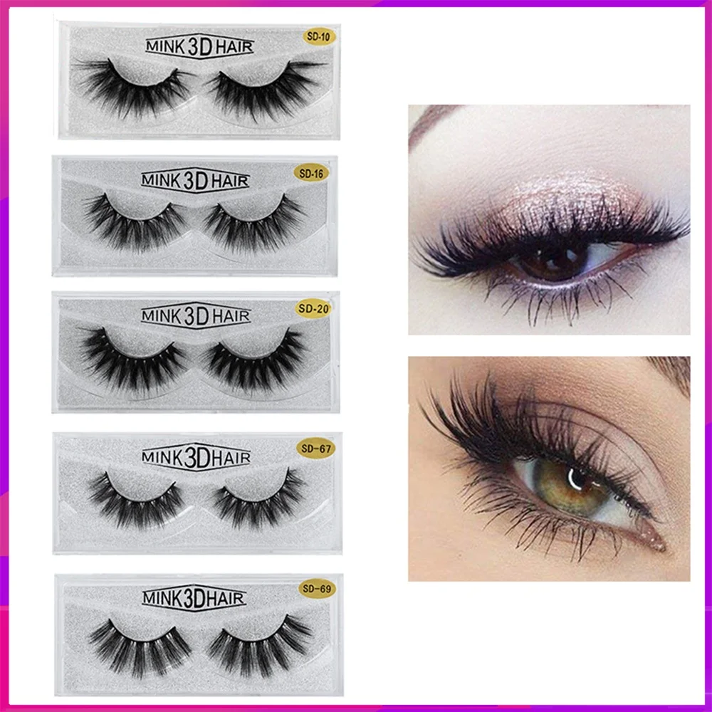 3D False Eyelashes Dramatic Fluffy Soft Wispy Volume Cross Reusable Eyelash MaKeup Tools