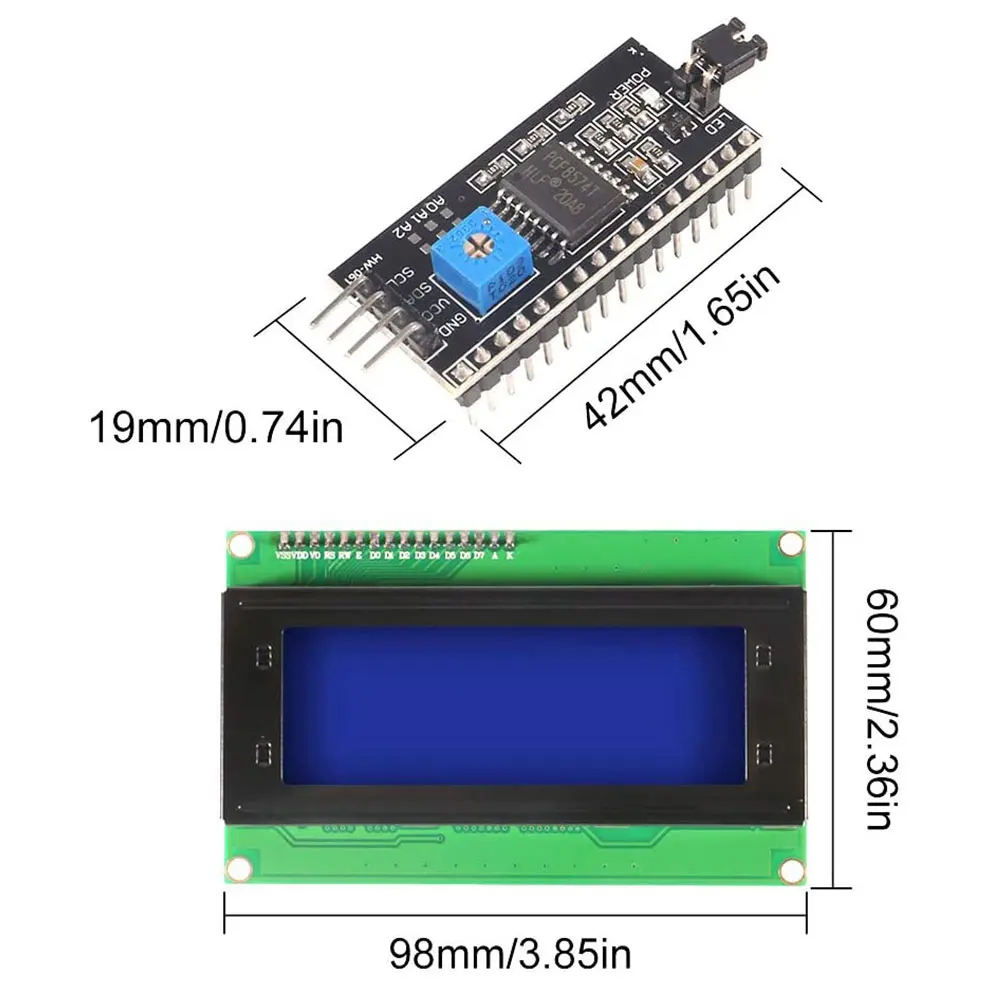IIC/I2C/TWI 2004 Serial Blue Green Backlight LCD Module for Arduino UNO R3 MEGA2560 20 X 4 LCD2004