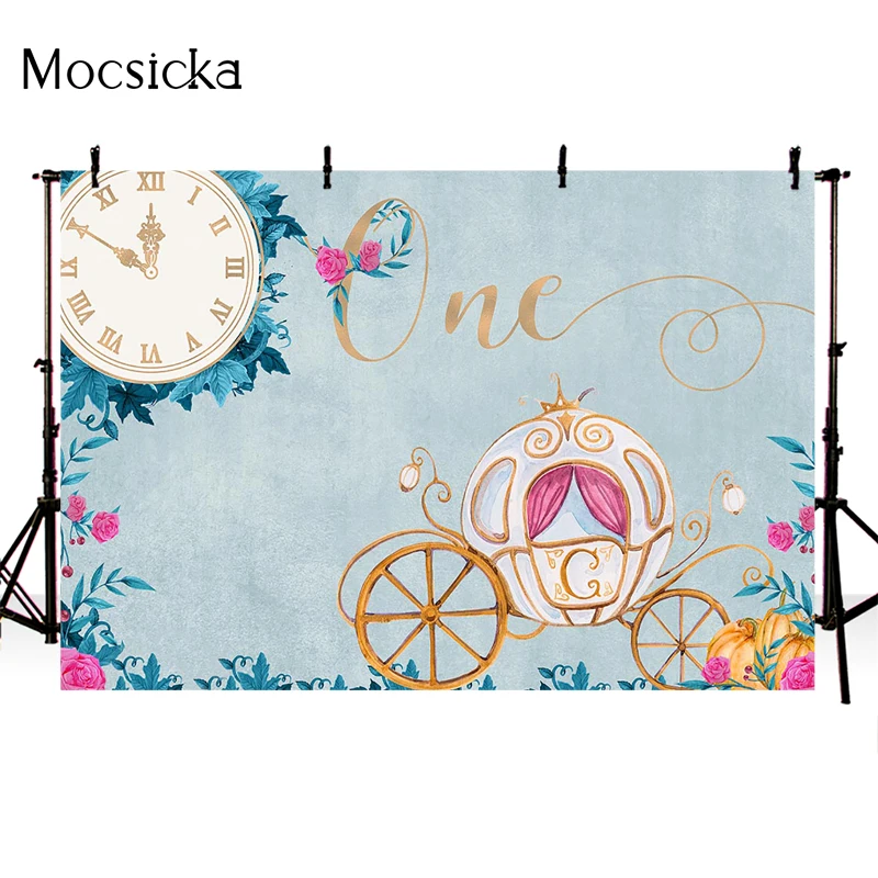 Mocsicka 1 urodziny fotografia tło samochód w kształcie dyni dekoracja zegara dziecko portret zdjęcie tła baner, możliwość personalizacji