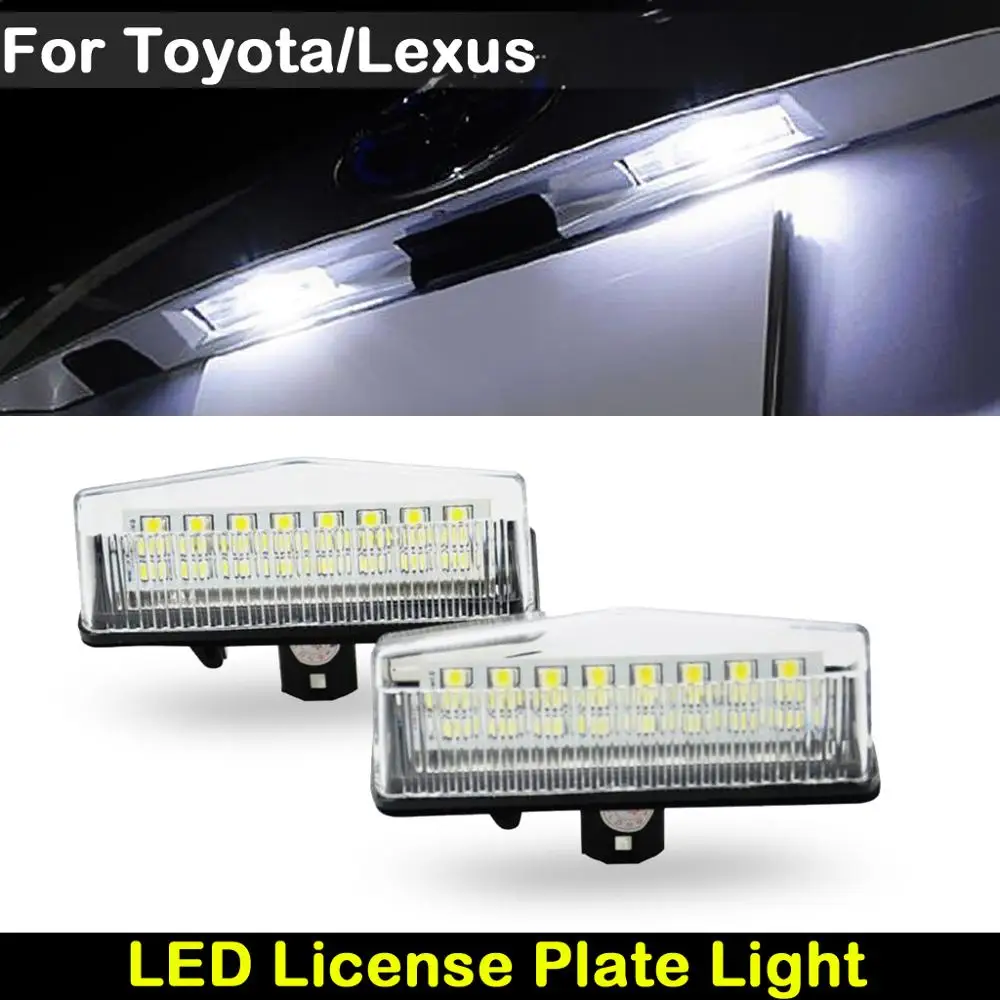 Luz LED de matrícula para Toyota Prius Venza Matrix RAV4 C-HR Scion Lexus CT200 NX200 RX200 lámpara trasera de matrícula blanca para coche