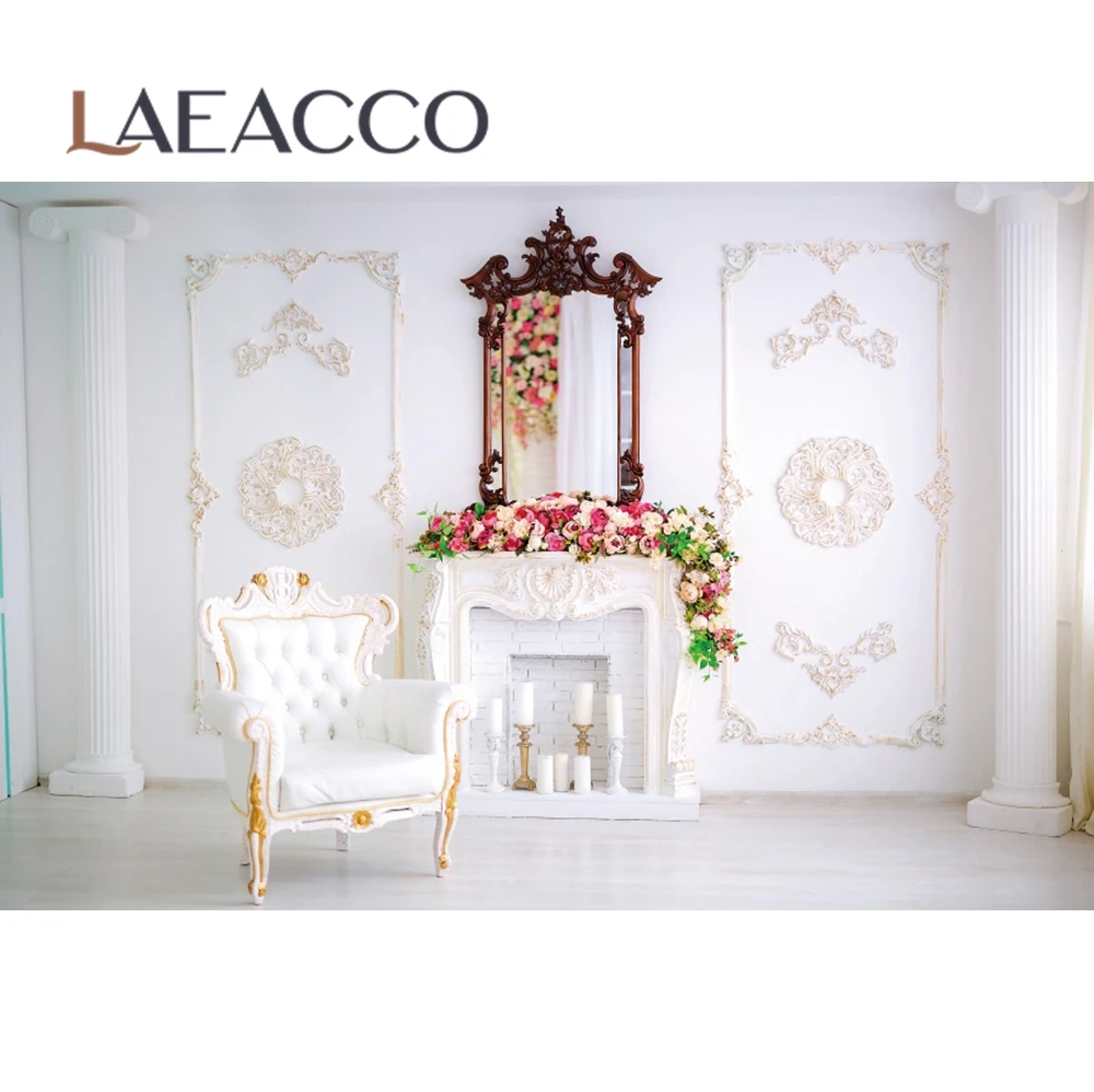 Laeacco Photo Backdrops Gray Chic Wall Swing Baby Armchair French Window Room Interior Photo Backgrounds Photocall Photo Studio