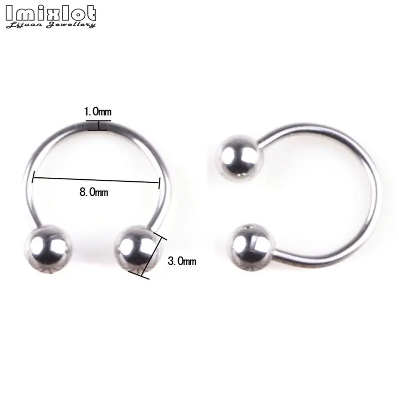 10 قطعة/الوحدة الفولاذ المقاوم للصدأ الأنف الحاجز هوب الشفاه خواتم التعميم الحديد حدوة الحصان الأذن الزنمة اللولب أقراط للجنسين مجوهرات