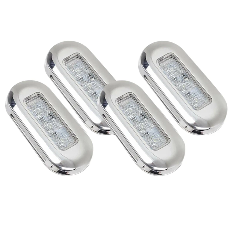 4Pcs 12V Boat Marine Signal Lamp Clear Grade Large Waterproof LED Courtesy Lights Stair Deck