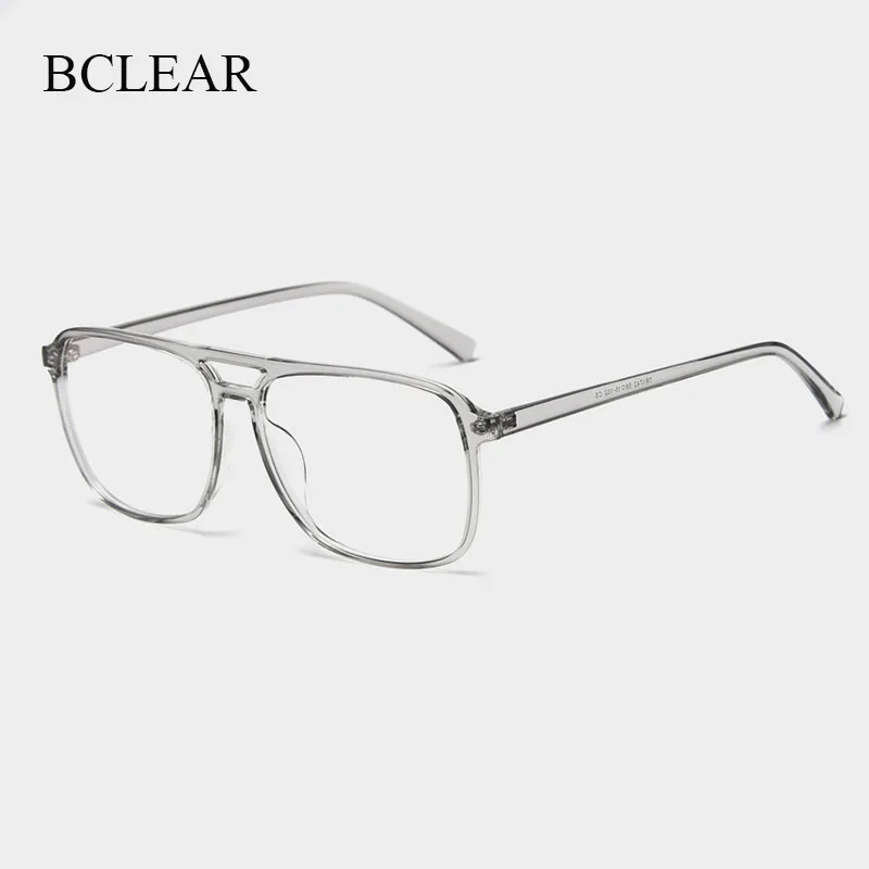 BCLEAR Ultra-Light TR90 Retro Black Transparen Double Beam Men Glasses Frames For Prescription Eyeglasses Optical Eyewear H8024