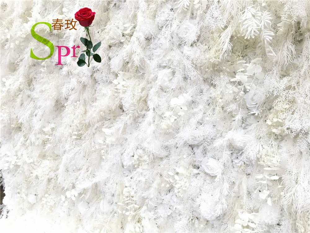 SPR Customizable Artificial white green plant Flower Wall For Wedding Decoration