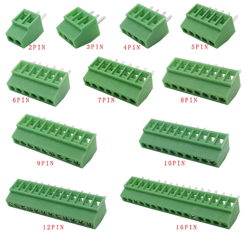 Connecteur de Nuit pour Fils, Mini Borne à Vis PCB, Pas de 2.54 Pouces, 2P, 3P, 4P, 5P, 6P, 7P, 8P, 9P, 10P, 12P, 16P, KF128, 0.1mm, 5/10 Pièces